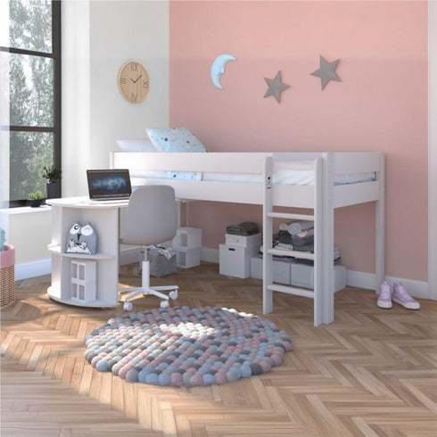 Uno White Midsleeper With Pull Out Desk